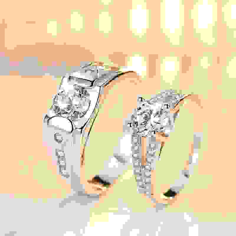 men's silver plated pair rings