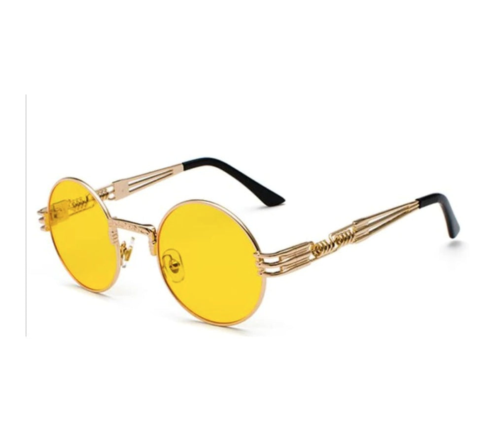 Gold Metal Lennon Round Sunglasses