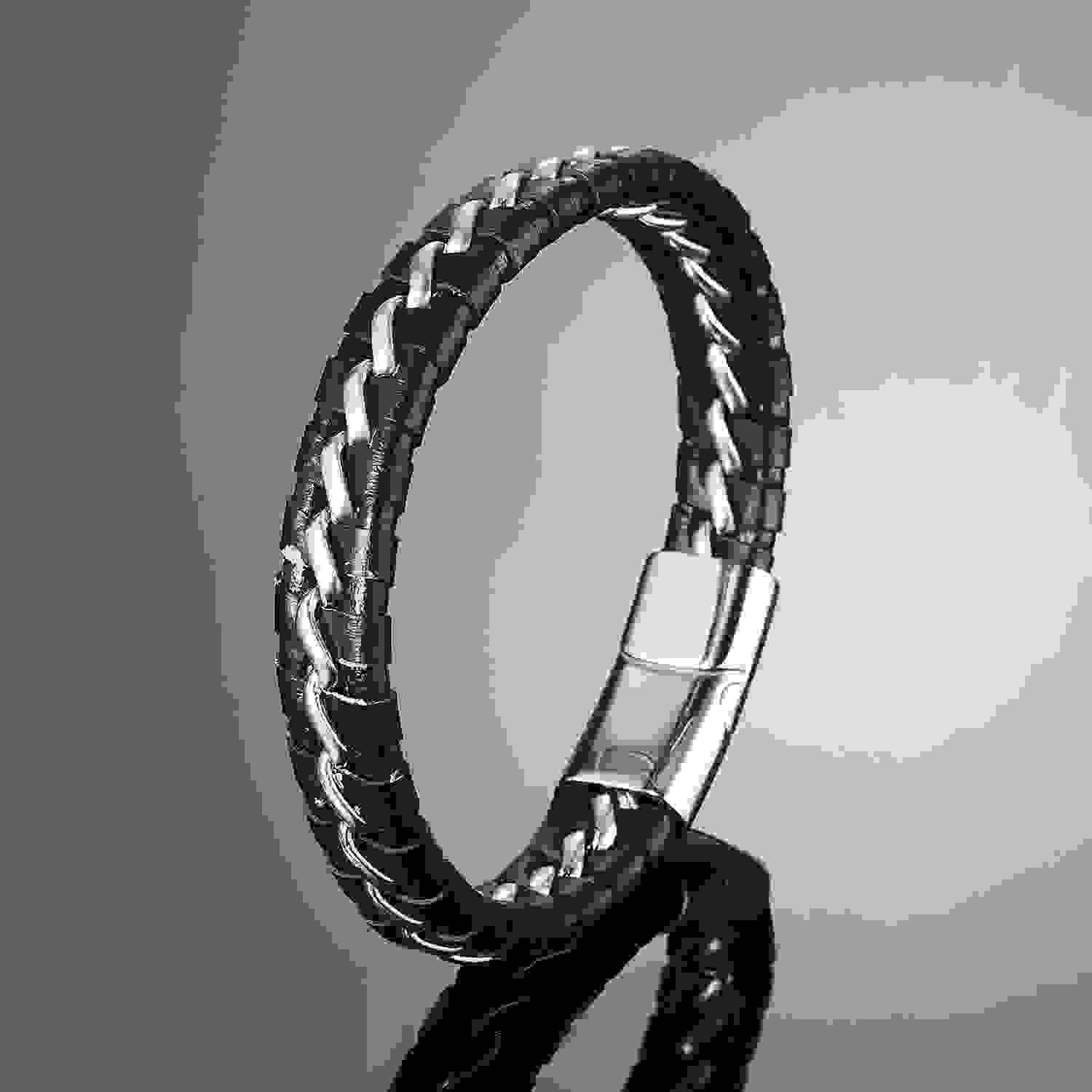 Woven leather bracelets for men