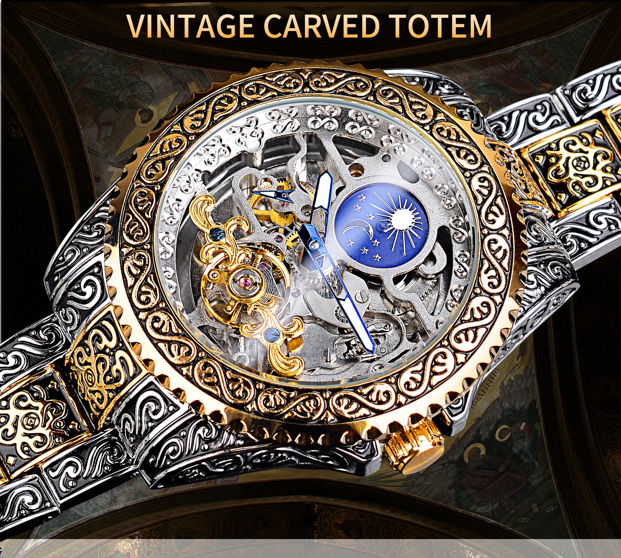 Carved Luxury Men's Wristwatch