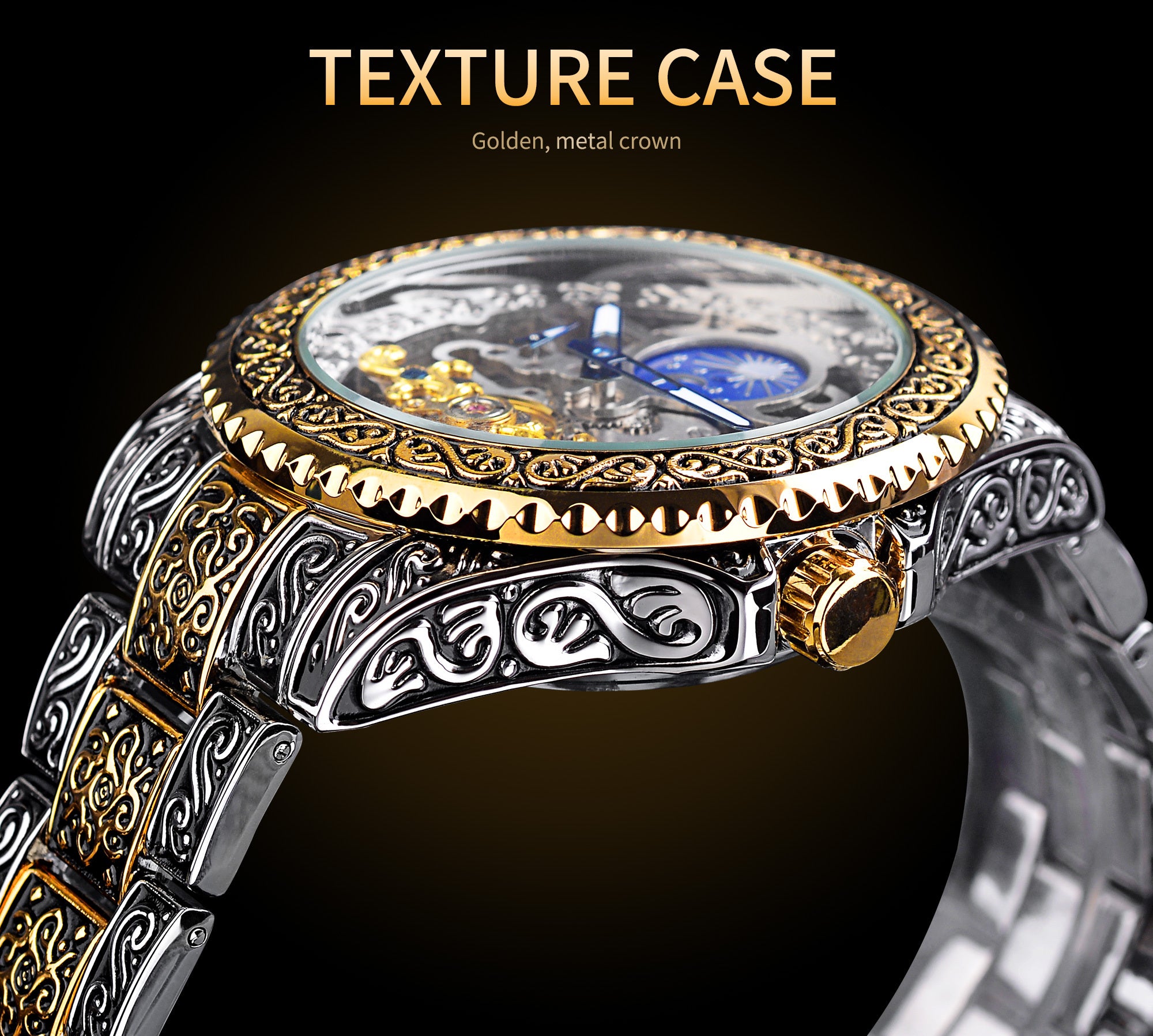 Carved Luxury Men's Wristwatch