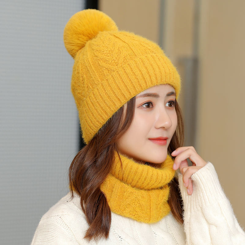 Ladies Fleece Hat Trendy All-match Knitted