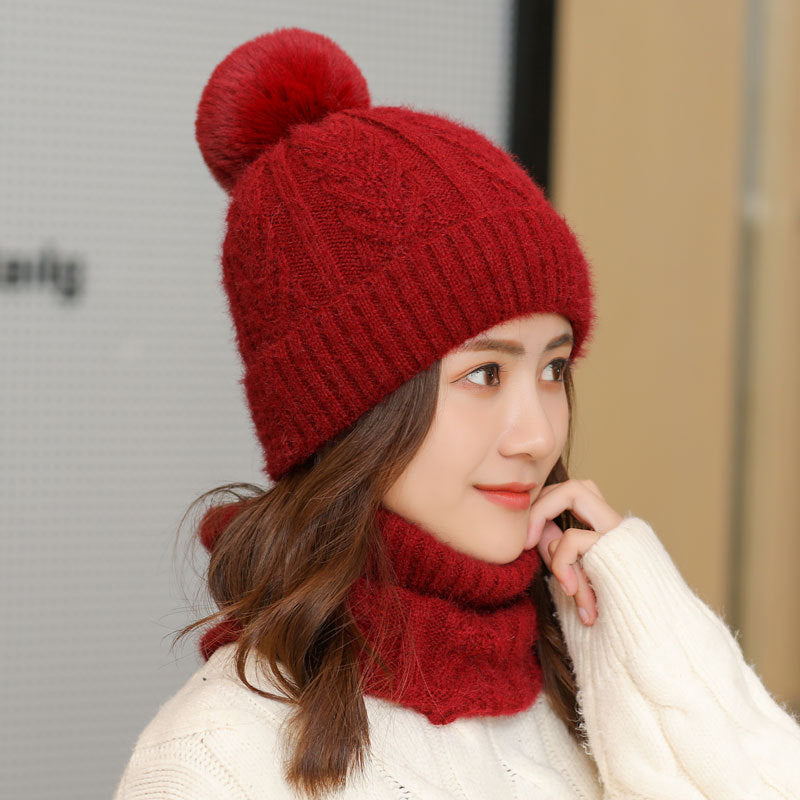 Ladies Fleece Hat Trendy All-match Knitted