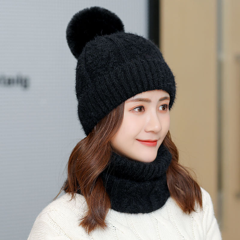 Ladies Fleece Hat Trendy All-match Knitted