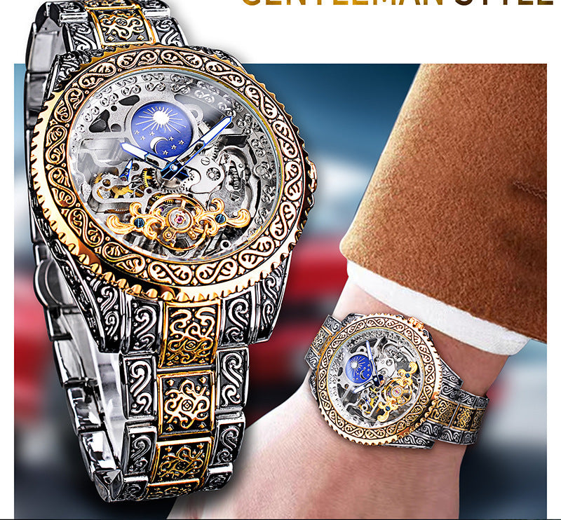 Carved Luxury Men's Wristwatch